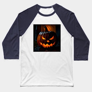 Dark Halloween Jack O Lantern Pumpkin Baseball T-Shirt